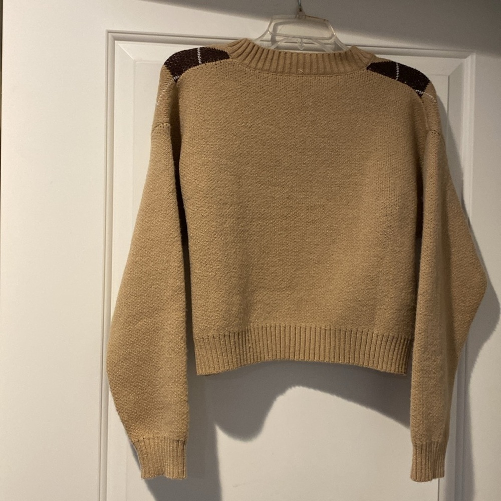 Tan Argyle V-Neck Sweater - Picture 3 of 3